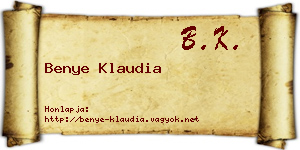 Benye Klaudia névjegykártya